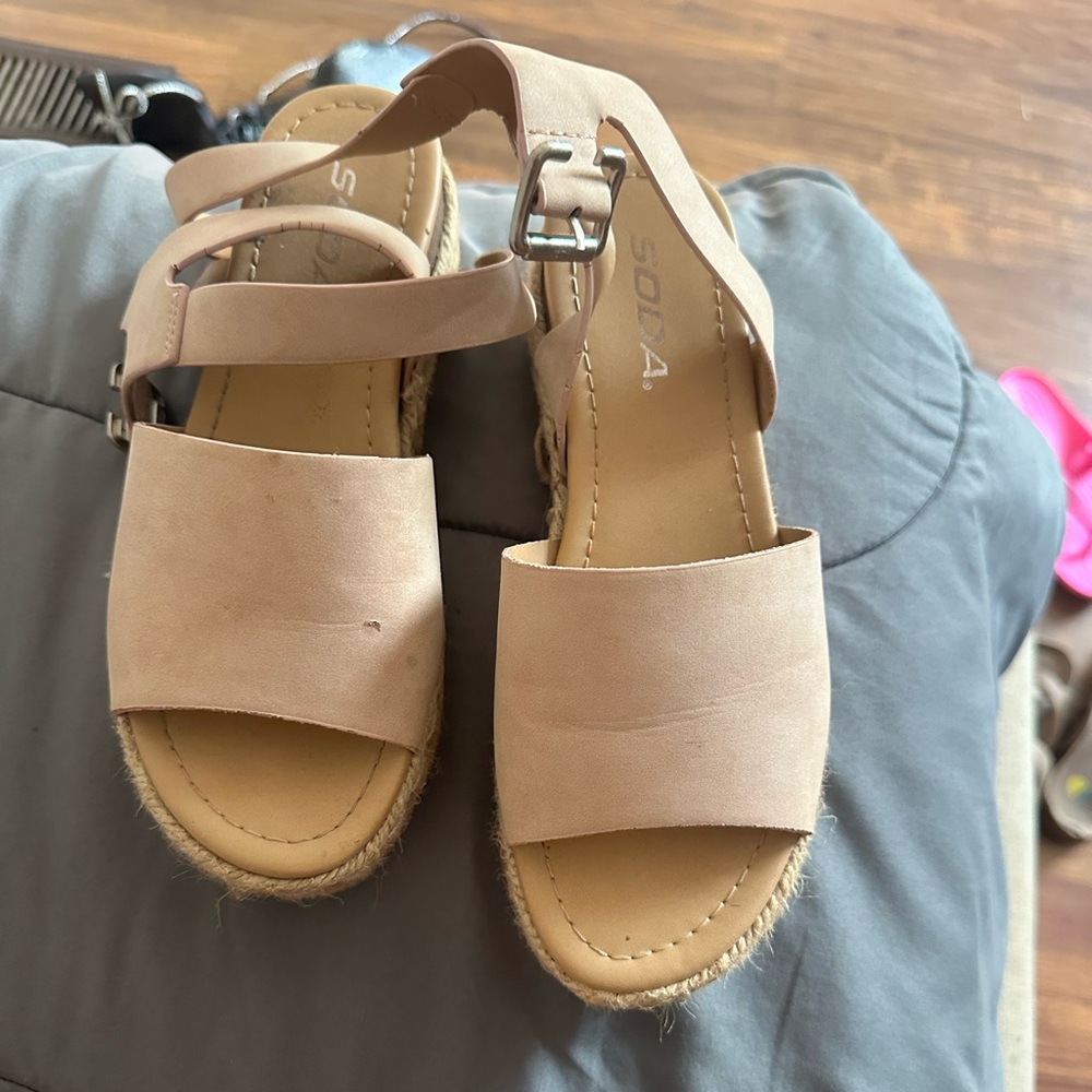Soda Nude Strappy Sandals